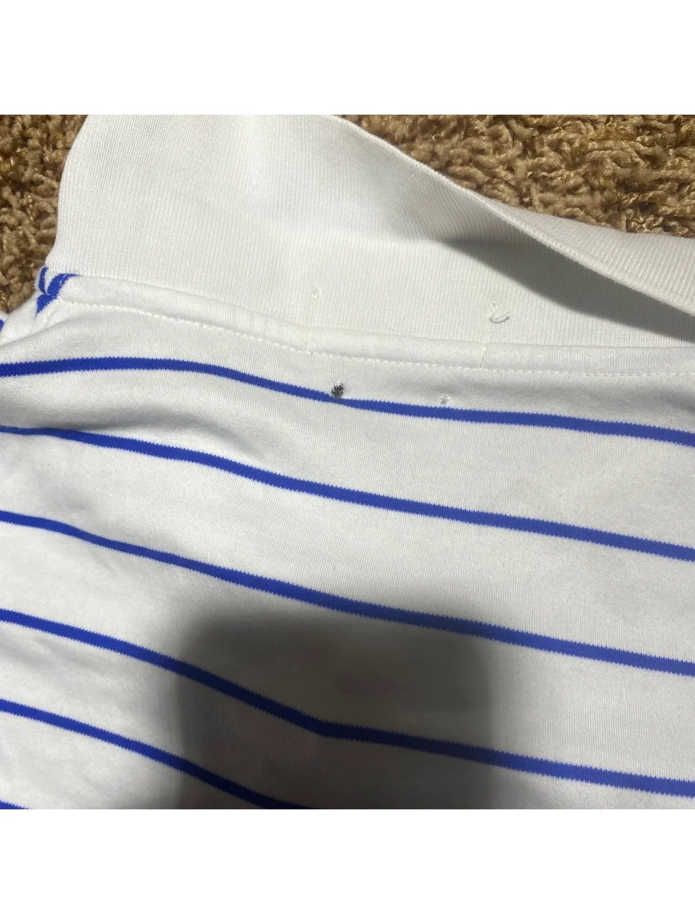 Polo Ralph Lauren Custom Slim Fit Polo Shirt White Blue Striped - Fits XL